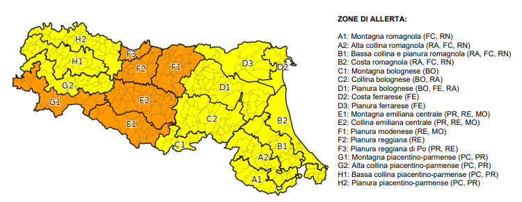 Allerta gialla dalla mezzanotte di oggi