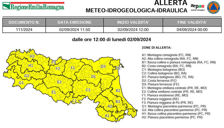 Allerta meteo gialla per possibilità di forti temporali