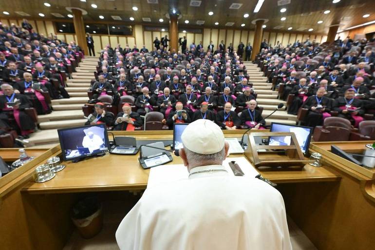 Vaticano, 20 maggio 2024: Papa Francesco ad apertura 79ª Assemblea generale Cei. Foto Vatican Media/SIR