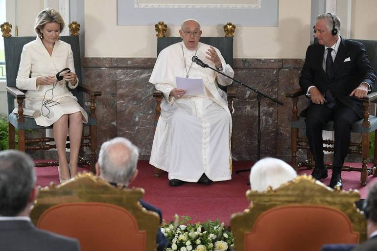 Bruxelles, 27 settembre 2024: Viaggio Apostolico di Papa Francesco in Belgio. Incontro con le Autorità. Foto Vatican Media/SIR