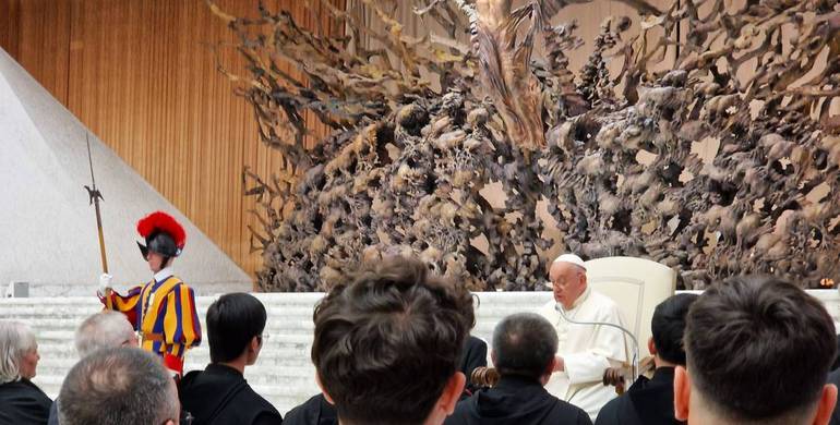 Fotografia di Pier Giorgio Marini, l'incontro con Papa Francesco, 20 aprile 2024