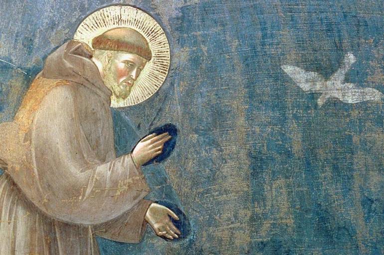 Particolare dalla "Predica degli uccelli" di Giotto nella basilica superiore di San Francesco ad Assisi