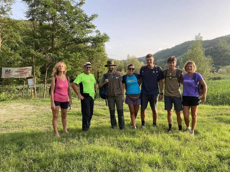 Il sindaco Enrico Cangini questa sera a Quarto di Sarsina, all'arrivo dopo la prima tappa del Cammino di San Vicinio