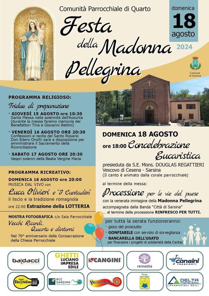 Nella foto il programma della festa parrocchiale di Quarto (Sarsina)